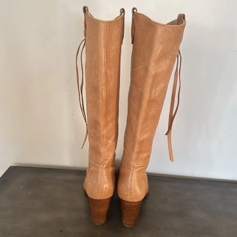 Coach Selena Tan Leather Knee-High Heeled Boots Western Boho Women’s Size 11 EUC